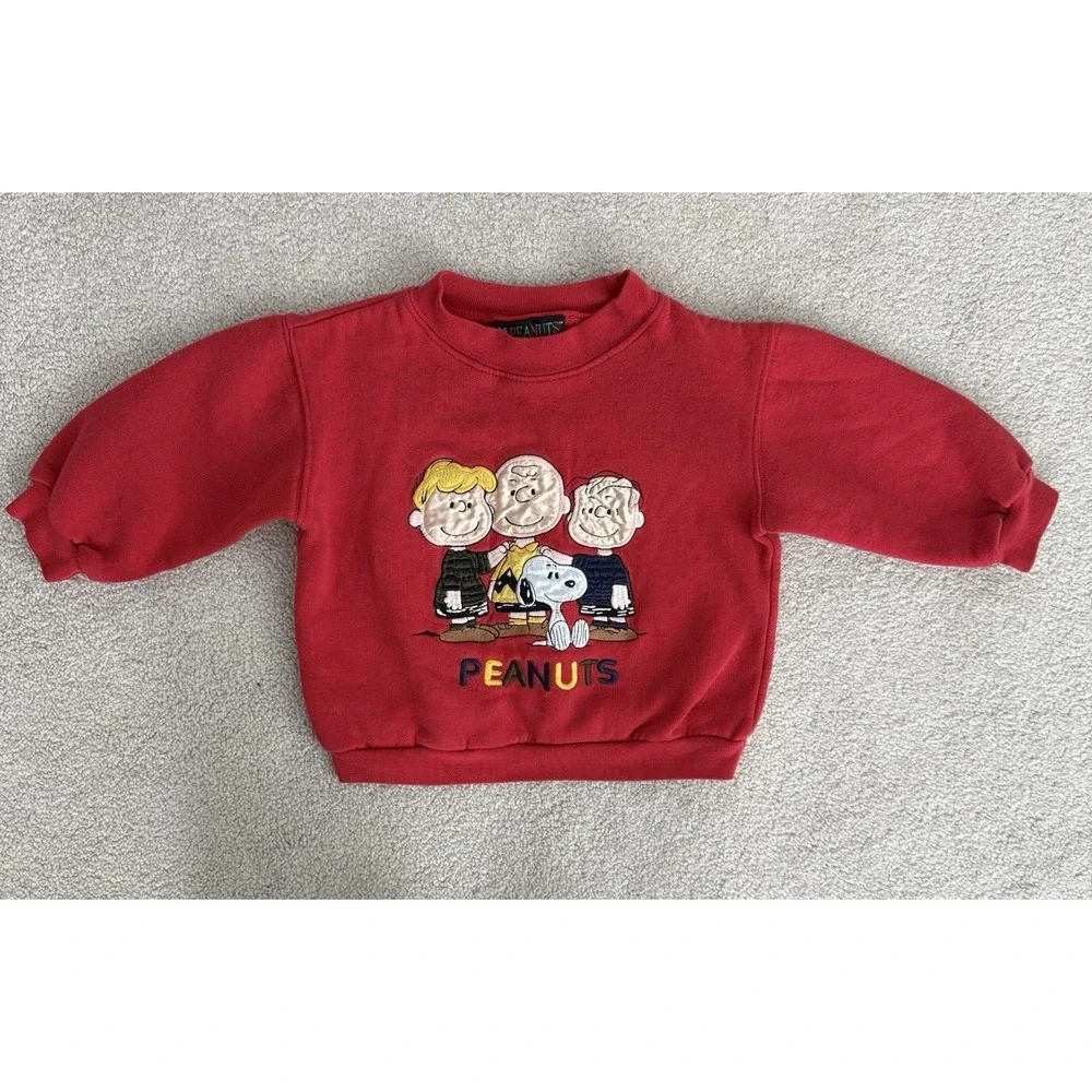Vintage Red Peanuts Embroidered Sweatshirt- Size 2t